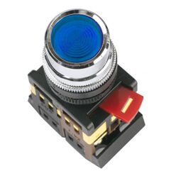 ABLF-22 Кнопка синий d22 мм неон 230В (1НО+1НЗ)